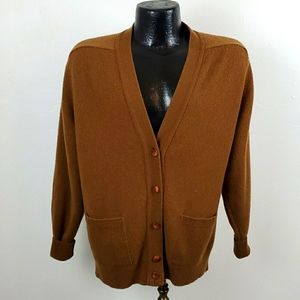 Vintage St. Michael lambswool brown cardigan v-neck button women size 8-10